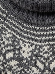 Reiss Charcoal Melange Abbotsford 3-9 yrs Knitted Fair Isle Pattern Roll Neck Jumper - Image 6 of 6
