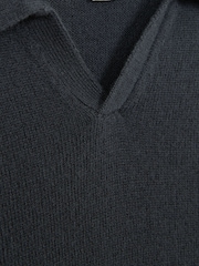 Reiss Anthracite Grey Swifts Senior Wool Open Collar Top - Image 5 of 5