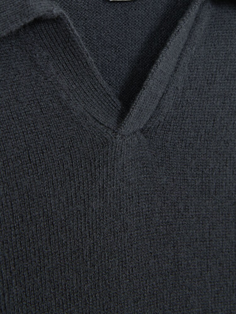 Reiss Anthracite Grey Swifts Senior Wool Open Collar Top - Image 5 of 5