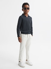 Reiss Anthracite Grey Swifts Junior Wool Open Collar Top - Image 1 of 5