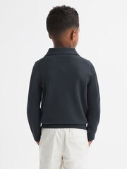 Reiss Anthracite Grey Swifts Junior Wool Open Collar Top - Image 4 of 5