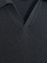 Reiss Anthracite Grey Swifts Junior Wool Open Collar Top - Image 5 of 5