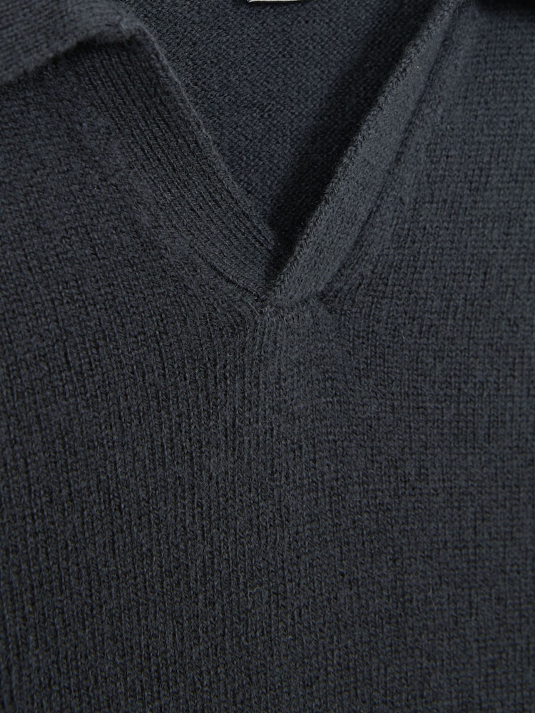 Reiss Anthracite Grey Swifts Junior Wool Open Collar Top - Image 5 of 5