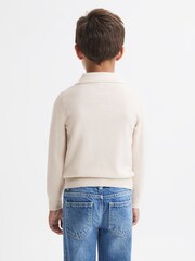 Reiss Milk Swifts Junior Wool Open Collar Top - Image 5 of 6