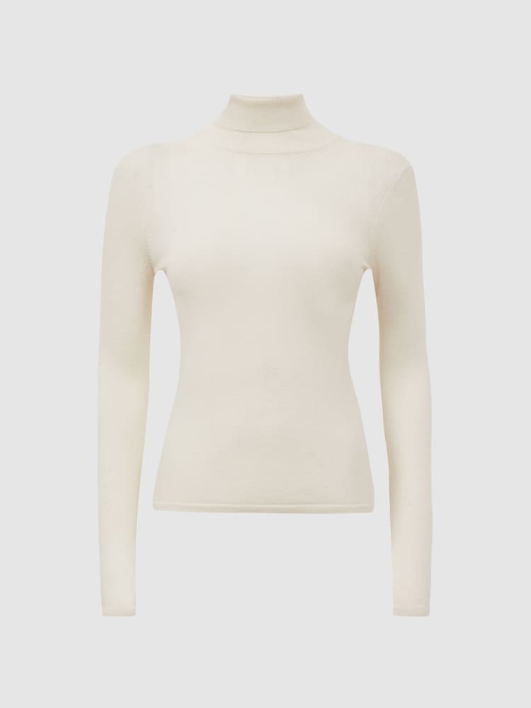 Reiss Cream Hazel Cashmere Roll Neck Top - Image 2 of 5