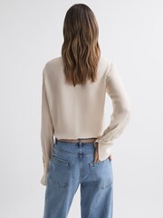 Reiss Cream Paloma Pleat Front Long Sleeve Blouse - Image 4 of 4