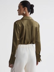 Reiss Khaki Hailey Silk Shirt - Image 5 of 5