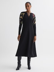 Florere Print Sleeve Midi Dress - Image 1 of 5