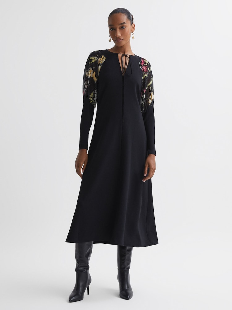 Florere Print Sleeve Midi Dress - Image 1 of 5