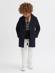 Reiss Navy/Camel Nash 9-14 yrs Knitted Colourblock Crew Neck Jumper - Image 6 of 7