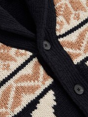 Reiss Navy Multi Birch 3-9 yrs Knitted Fair Isle Pattern Button Through Cardigan - Image 5 of 5