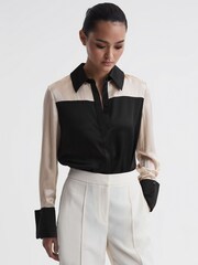 Reiss חולצת קולורבלוק של לורי משי - Image 4 of 5