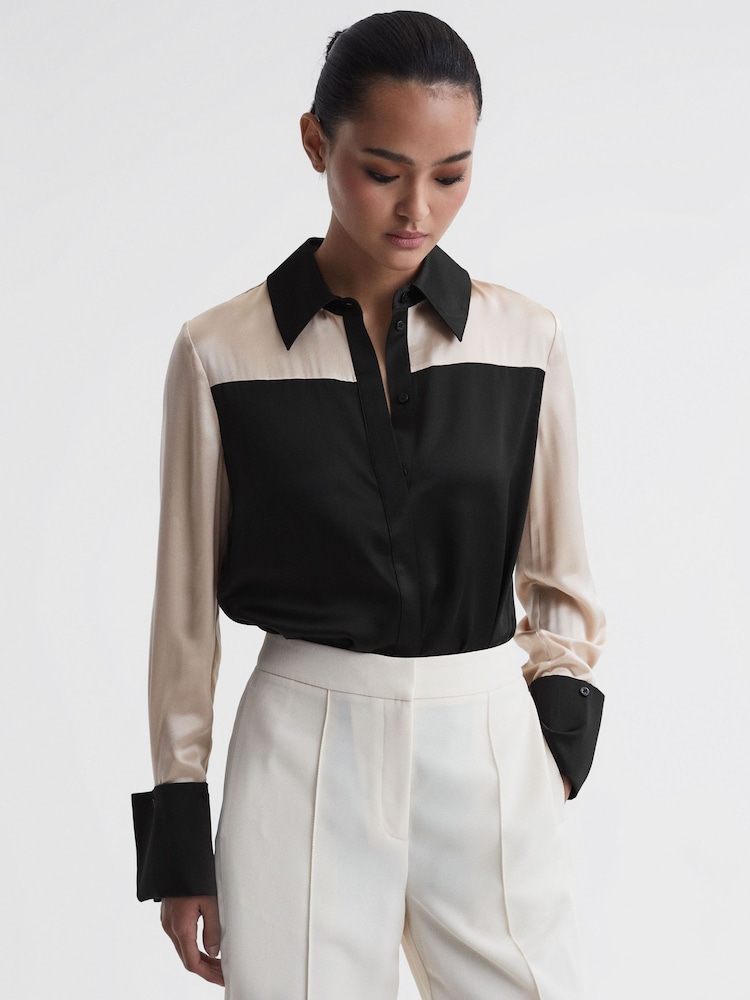 Reiss חולצת קולורבלוק של לורי משי - Image 4 of 5