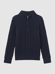Reiss Navy Bantham Senior Slim Fit Knitted Half-Zip Jumper - Image 2 of 6