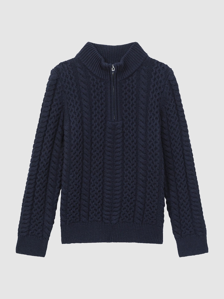 Reiss Navy Bantham Senior Slim Fit Knitted Half-Zip Jumper - Image 2 of 6