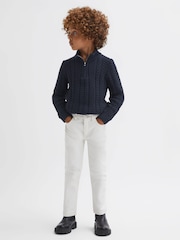 Reiss Navy Bantham Senior Slim Fit Knitted Half-Zip Jumper - Image 3 of 6