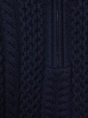 Reiss Navy Bantham Senior Slim Fit Knitted Half-Zip Jumper - Image 6 of 6