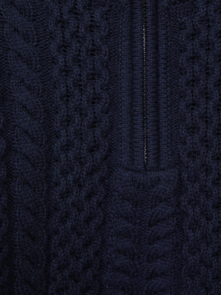 Reiss Navy Bantham Senior Slim Fit Knitted Half-Zip Jumper - Image 6 of 6