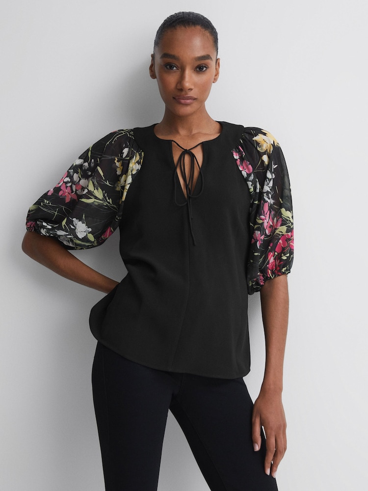 Florere Floral Puff Sleeve Top - Image 1 of 5