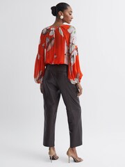 Florere Sheer Floral Tie Neck Blouse - Image 2 of 5