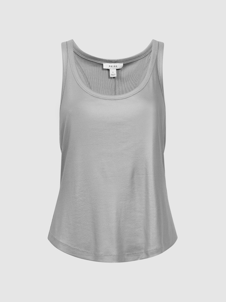 Reiss Silver Lilly Metallic Scoop Neck Racerback Vest - Image 2 of 5
