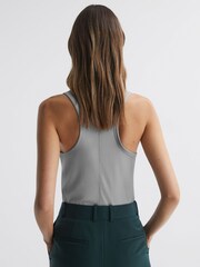 Reiss Silver Lilly Metallic Scoop Neck Racerback Vest - Image 5 of 5