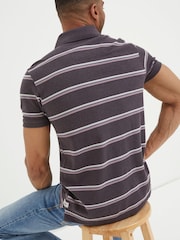 FatFace Purple Stripe Pique Polo Shirt - Image 2 of 5
