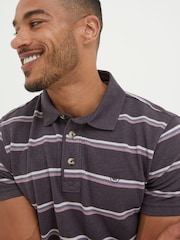 FatFace Purple Stripe Pique Polo Shirt - Image 3 of 5