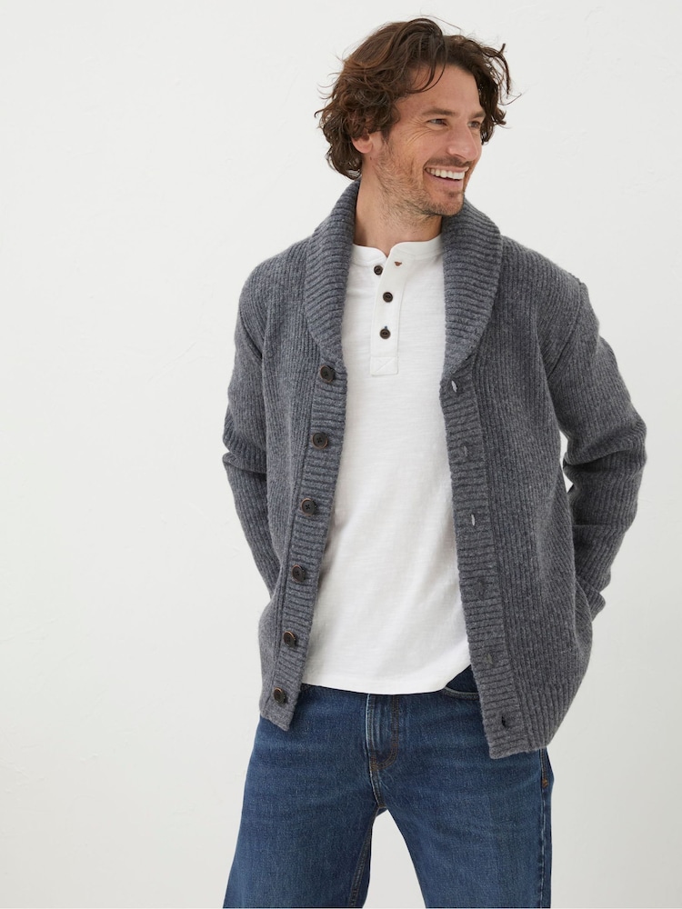 FatFace Grey Calder Rib Cardigan - Image 1 of 4