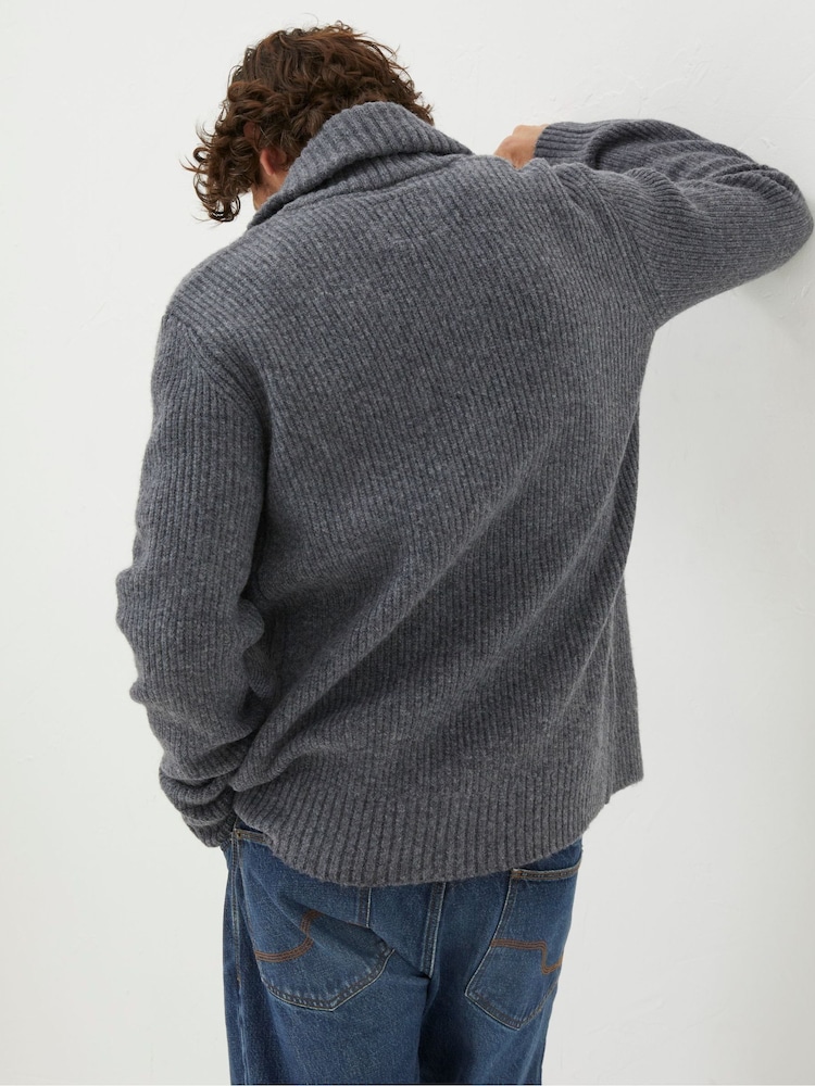 FatFace Grey Calder Rib Cardigan - Image 2 of 4