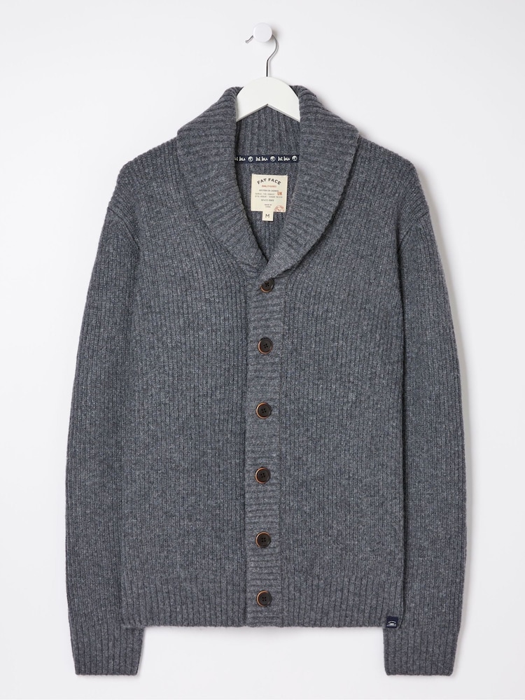 FatFace Grey Calder Rib Cardigan - Image 4 of 4
