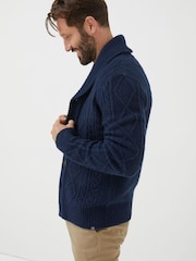FatFace Blue Calder Cable Cardigan - Image 3 of 7