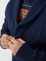 FatFace Blue Calder Cable Cardigan - Image 6 of 7