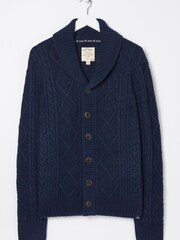 FatFace Blue Calder Cable Cardigan - Image 7 of 7