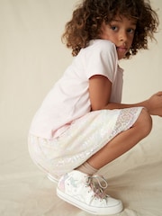 White Rainbow Unicorn Standard Fit (F) Lace-Up High Top Trainers - Image 2 of 8
