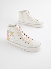 White Rainbow Unicorn Standard Fit (F) Lace-Up High Top Trainers - Image 3 of 8
