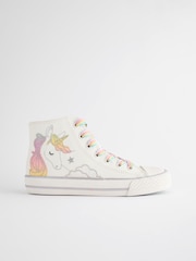 White Rainbow Unicorn Standard Fit (F) Lace-Up High Top Trainers - Image 4 of 8