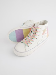 White Rainbow Unicorn Standard Fit (F) Lace-Up High Top Trainers - Image 5 of 8