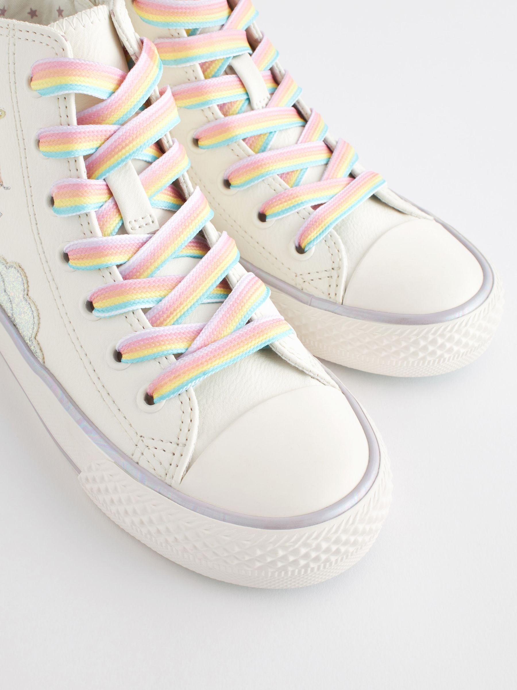 Buy White Rainbow Unicorn Standard Fit F Lace Up High Top Trainers from Next Hungary