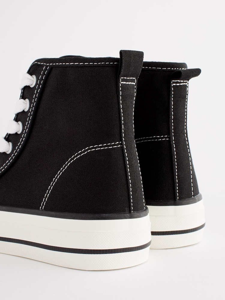 Black Chunky High Top Lace-Up Trainers - Image 7 of 7