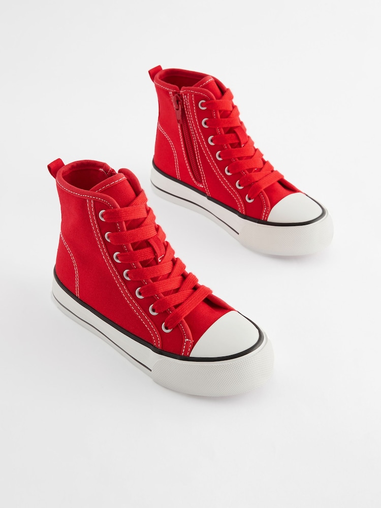 Red Chunky High Top Lace-Up Trainers - Image 1 of 6