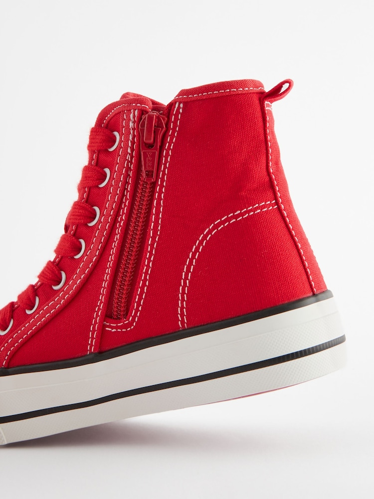 Red Chunky High Top Lace-Up Trainers - Image 6 of 6