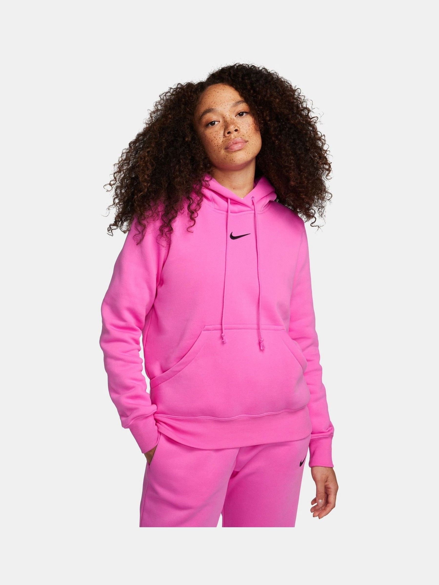 Buy Nike Bright Pink Sportswear Phoenix Fleece Pullover Hoodie from Next Luxembourg