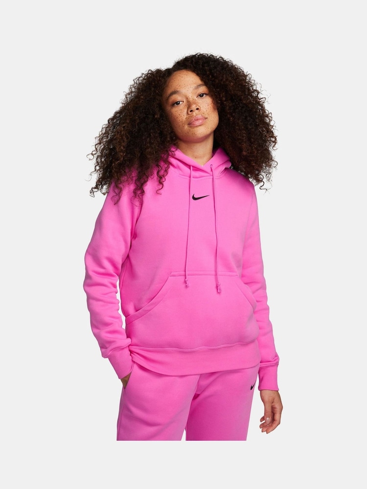 Nike Bright Pink Sportswear Phoenix Fleece Pullover Hoodie - Image 1 of 9
