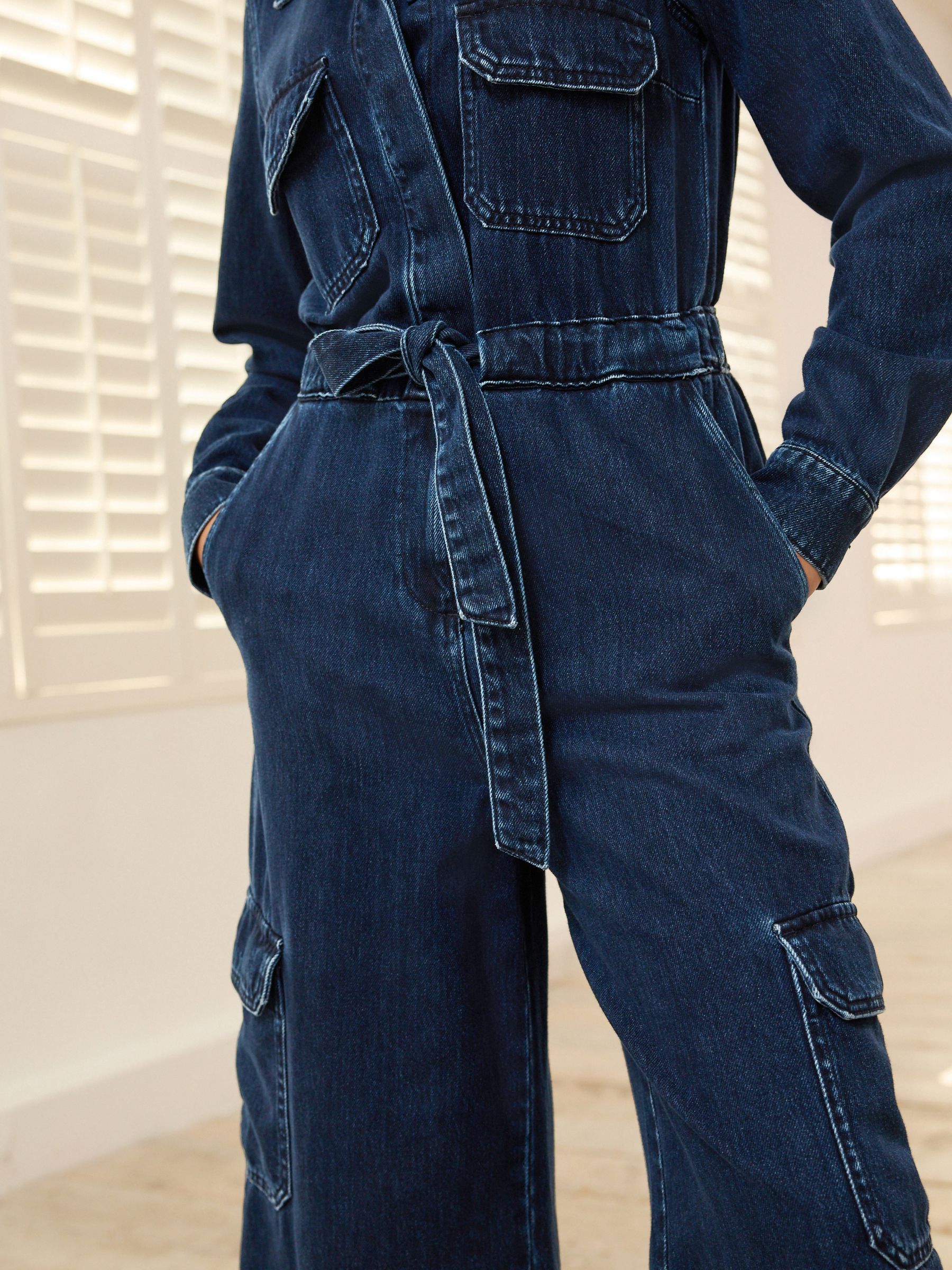 Buy Inky Blue Denim Jumpsuit from Next Luxembourg