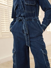 Inky Blue Denim Jumpsuit - Image 4 of 6