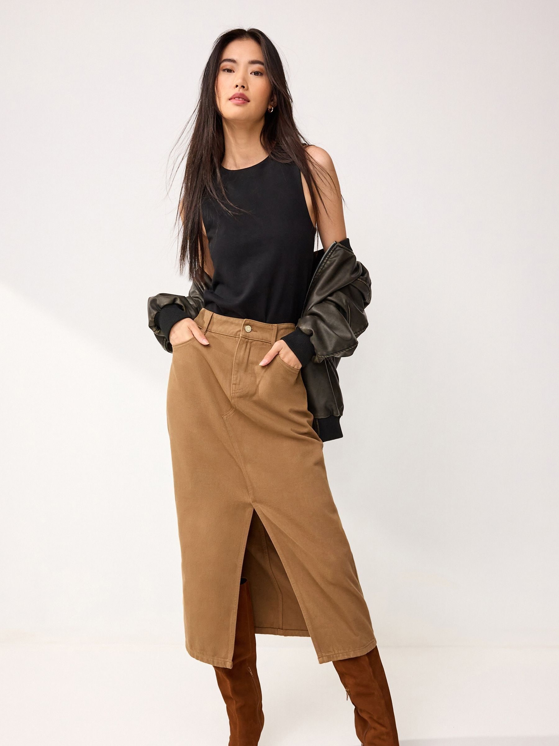 Jupe en jean marron new arrivals