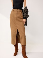Rust Brown Denim Maxi Skirt - Image 2 of 6