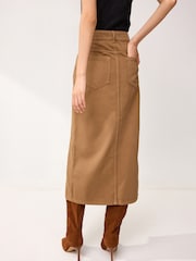 Rust Brown Denim Maxi Skirt - Image 3 of 6