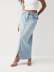 Mid Blue Hourglass Denim Maxi Skirt - Image 1 of 7